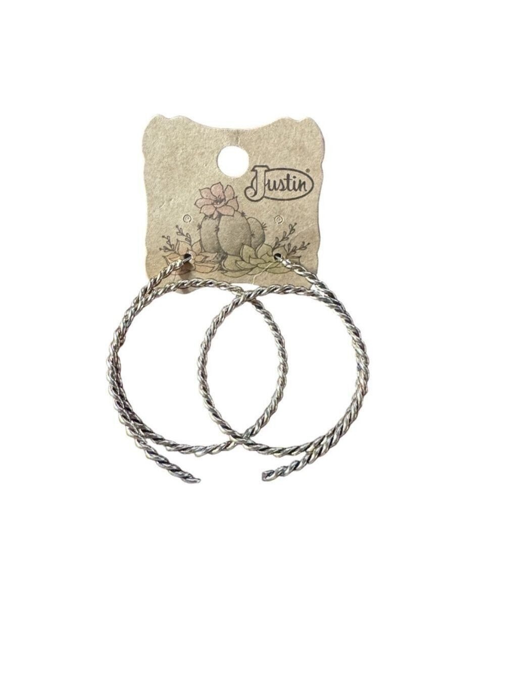 Justin Twisted Rope Lasso Hoop Earrings Gold Tone Western Cowgirl Style
